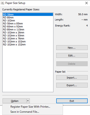 Paper Size Setup